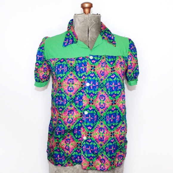 Tops - 🎀3/$30 Vintage Vibrant Multicolour Retro 90s Style Blouse